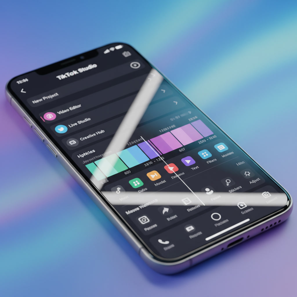 Un smartphone avec TikTok studio ouvert sur la rémunération TikTok