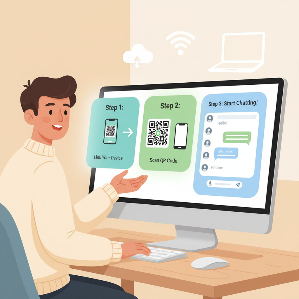 tutoriel en image de comment se connecter à whatsapp pc