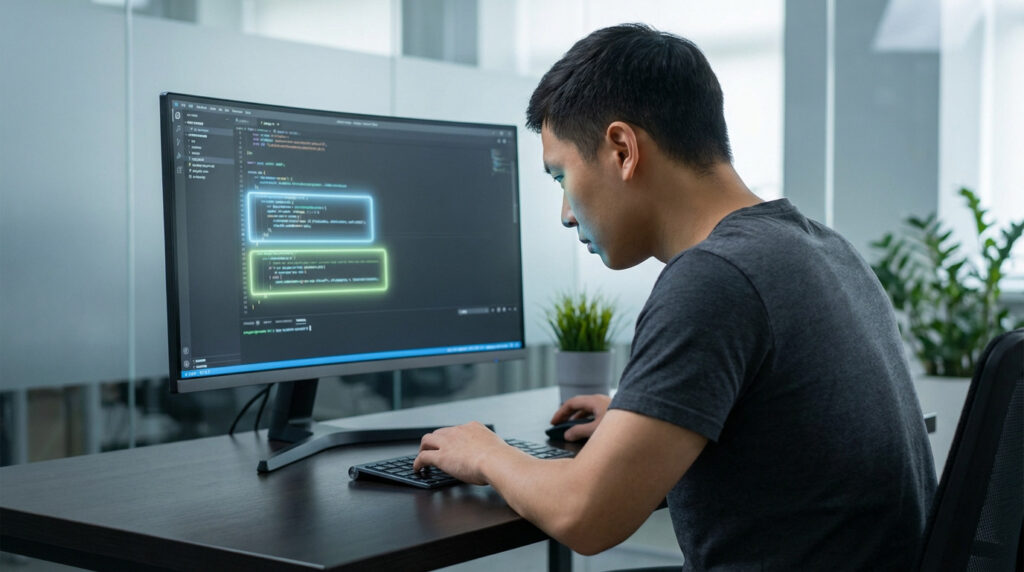 Développeur utilisant CodeWhisperer d'Amazon