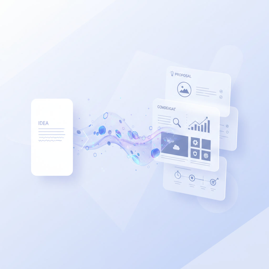 Image illustrant la puissance du SaaS Tome App, de l'idée à la création.