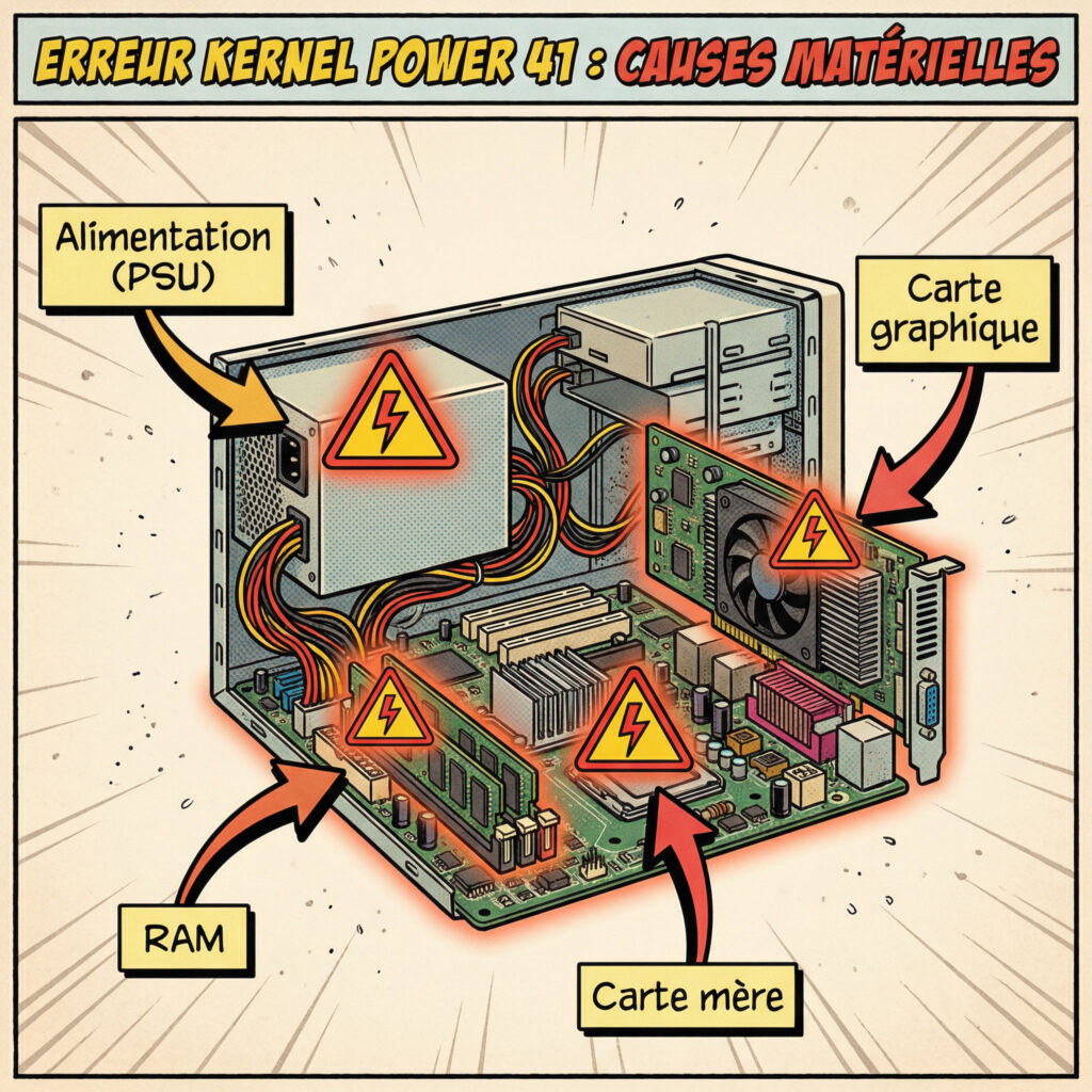 Composants matériels responsables de l’erreur Kernel Power 41