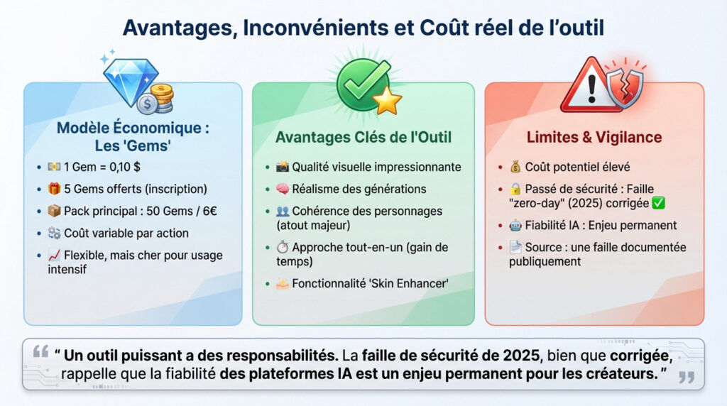 infographie des avantages et inconvénients de pykaso AI