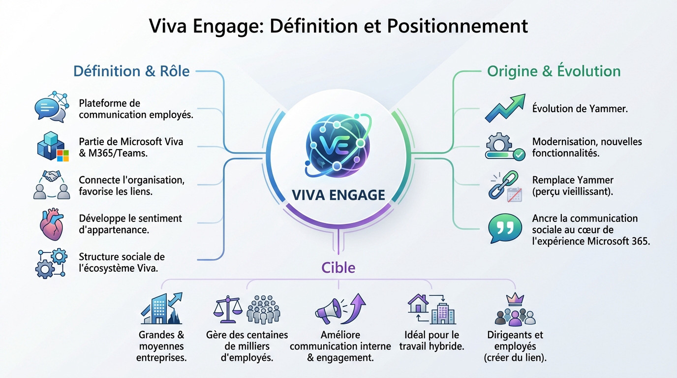 Interface utilisateur de Viva Engage illustrant le fil d'actualité et les communautés
