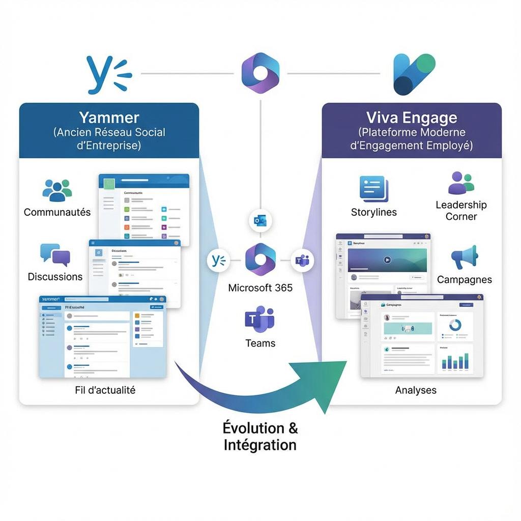Viva Engage vs Yammer comparaison des fonctionnalités