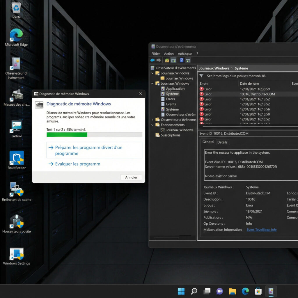 Windows intègre des outils comme le Diagnostic mémoire et l’Observateur d’événements pour analyser l’erreur WHEA_UNCORRECTABLE_ERROR. Guide d’utilisation complet.