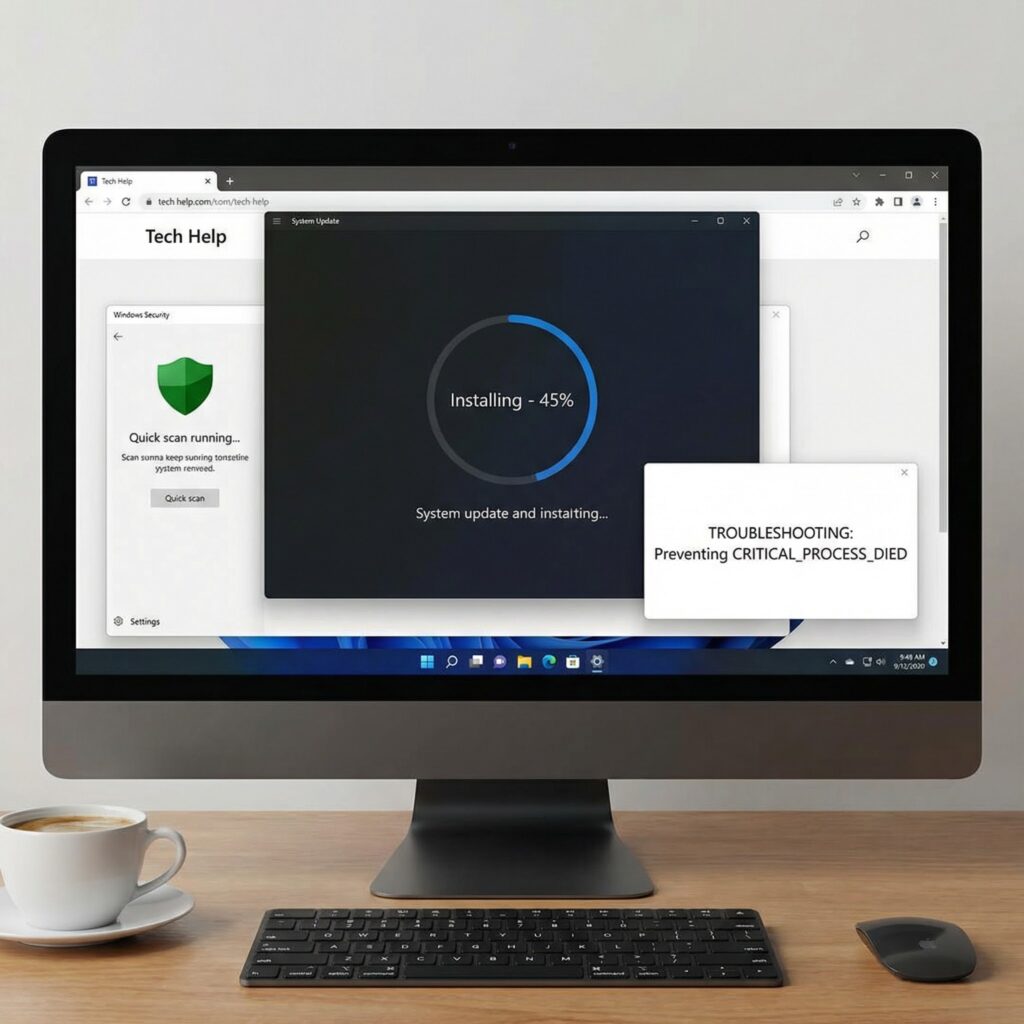 Mise à jour Windows 11 et analyse antivirus pour éviter l’erreur écran bleu CRITICAL_PROCESS_DIED