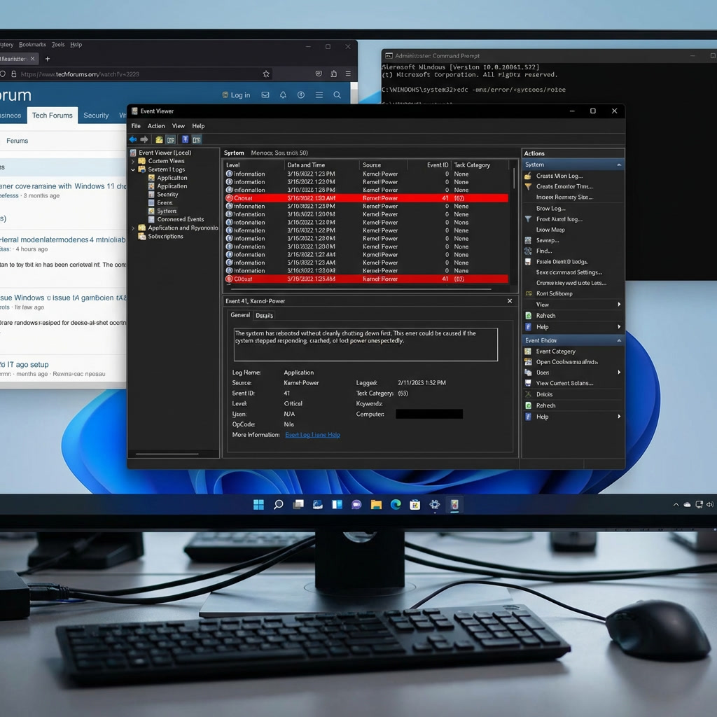 Observateur d’événements Windows affichant Kernel Power 41