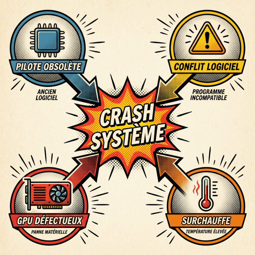 Diagramme des causes de l’erreur THREAD STUCK IN DEVICE DRIVER sur Windows
