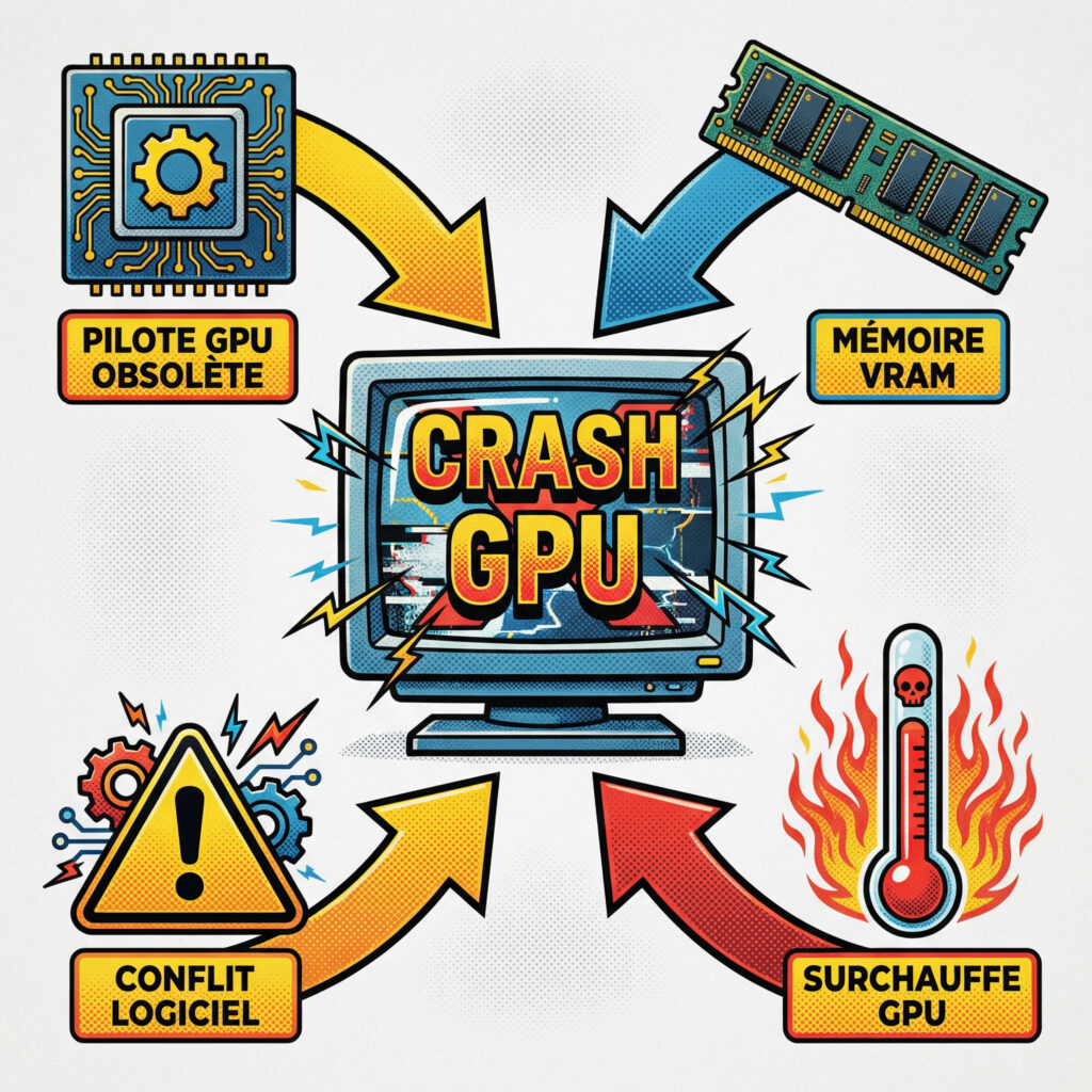 Schéma détaillé des causes de l’erreur VIDEO SCHEDULER INTERNAL ERROR liées au GPU