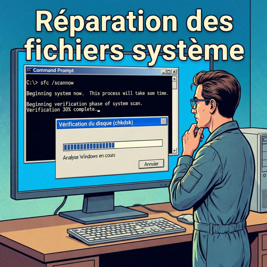 Réparation du système Windows avec la commande sfc scannow pour corriger l’erreur PAGE_FAULT_IN_NONPAGED_AREA