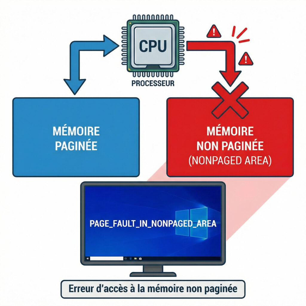Explication du fonctionnement de la mémoire non paginée à l’origine de l’erreur PAGE_FAULT_IN_NONPAGED_AREA