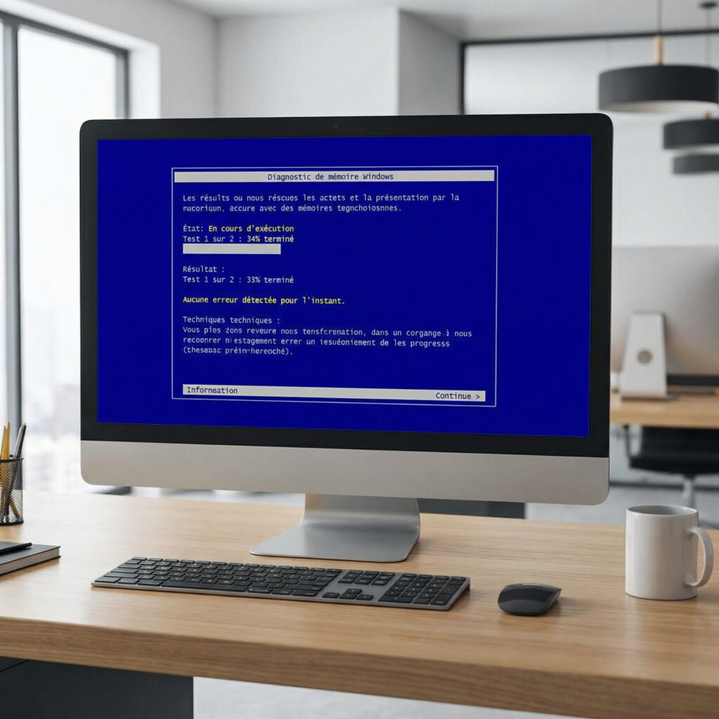 Outil diagnostic mémoire Windows pour tester une barrette RAM défectueuse