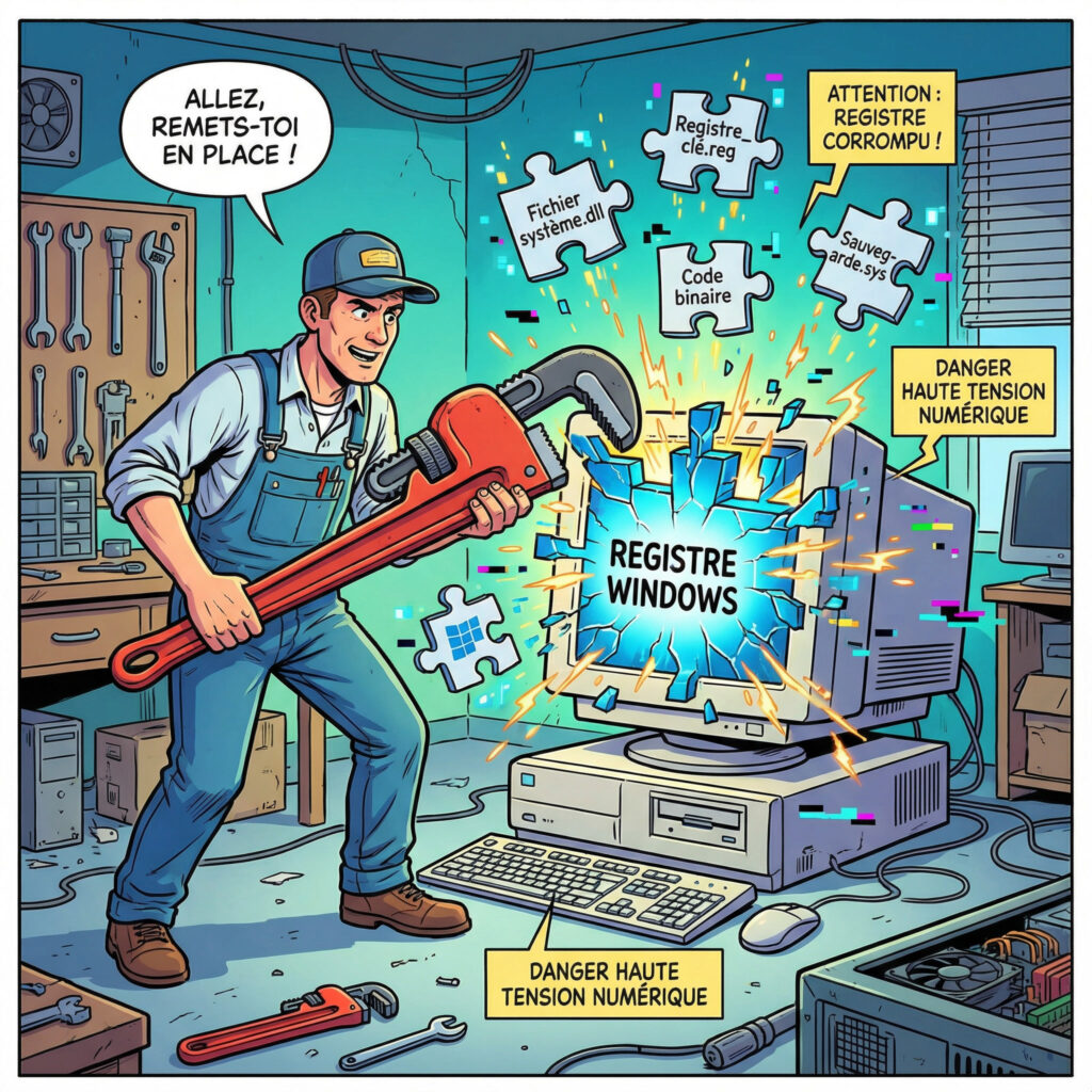 illustration réparation du registre et des fichiers système pour corriger BAD_SYSTEM_CONFIG_INFO sur Windows 10 et 11
