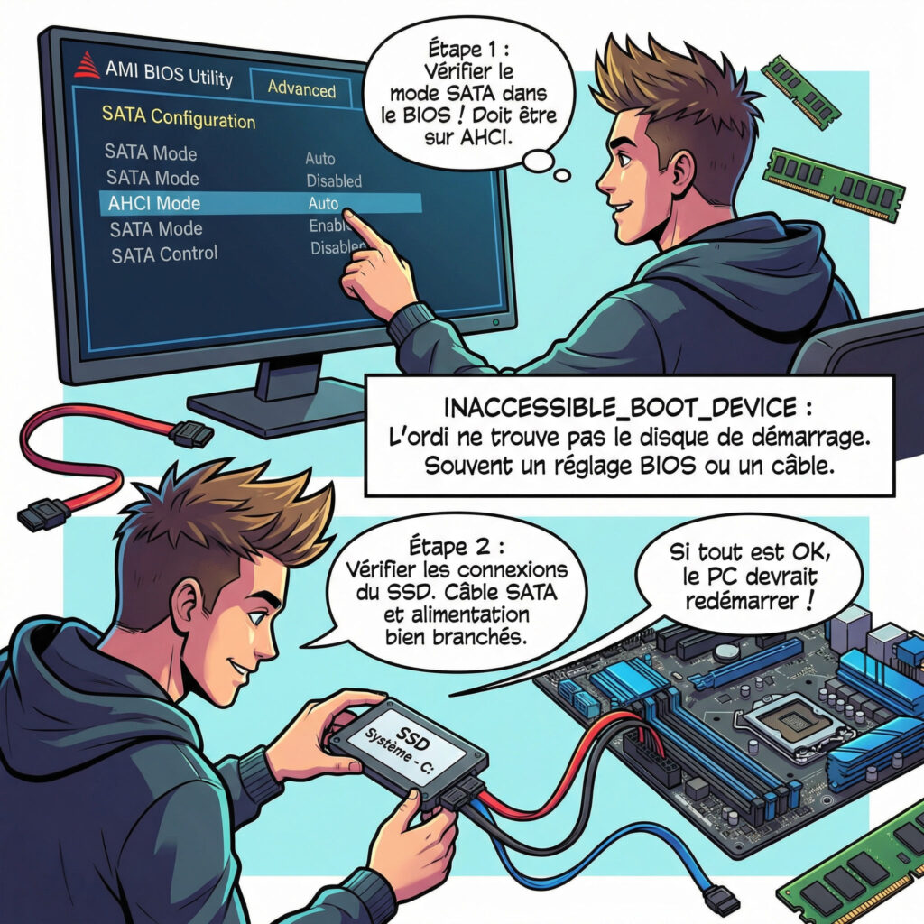 vérifier bios disque dur erreur inaccessible boot device