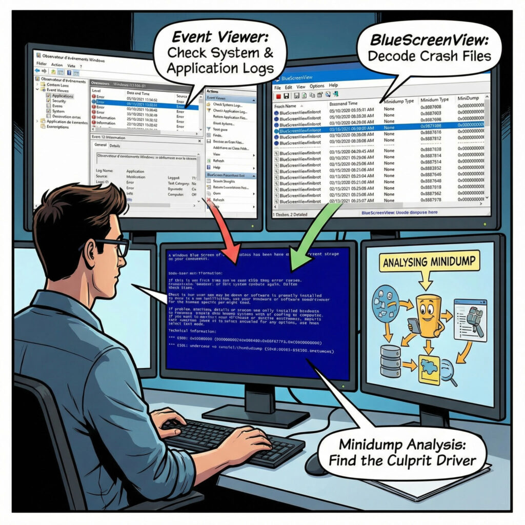 diagnostic erreur CRITICAL_PROCESS_DIED analyse minidump Windows