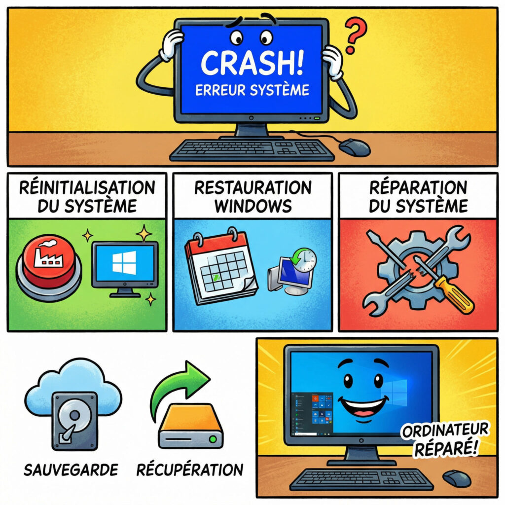 écran bleu Windows avec code d'arrêt clairement lisible