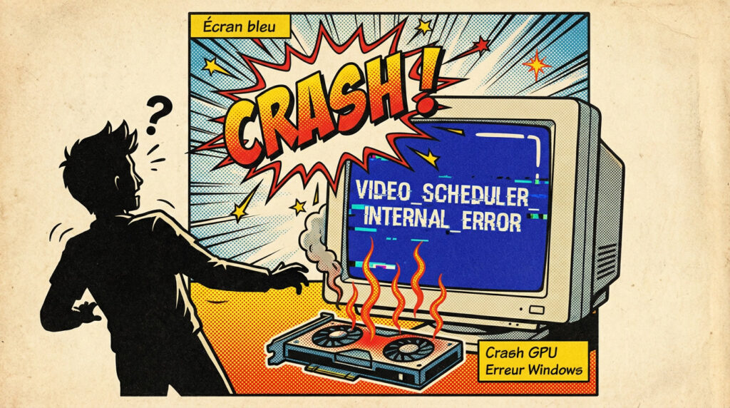 Illustration de l’erreur VIDEO SCHEDULER INTERNAL ERROR écran bleu Windows