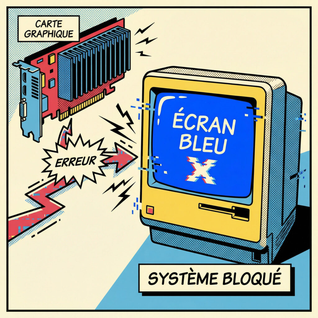 Schéma expliquant l’erreur VIDEO SCHEDULER INTERNAL ERROR liée à la carte graphique