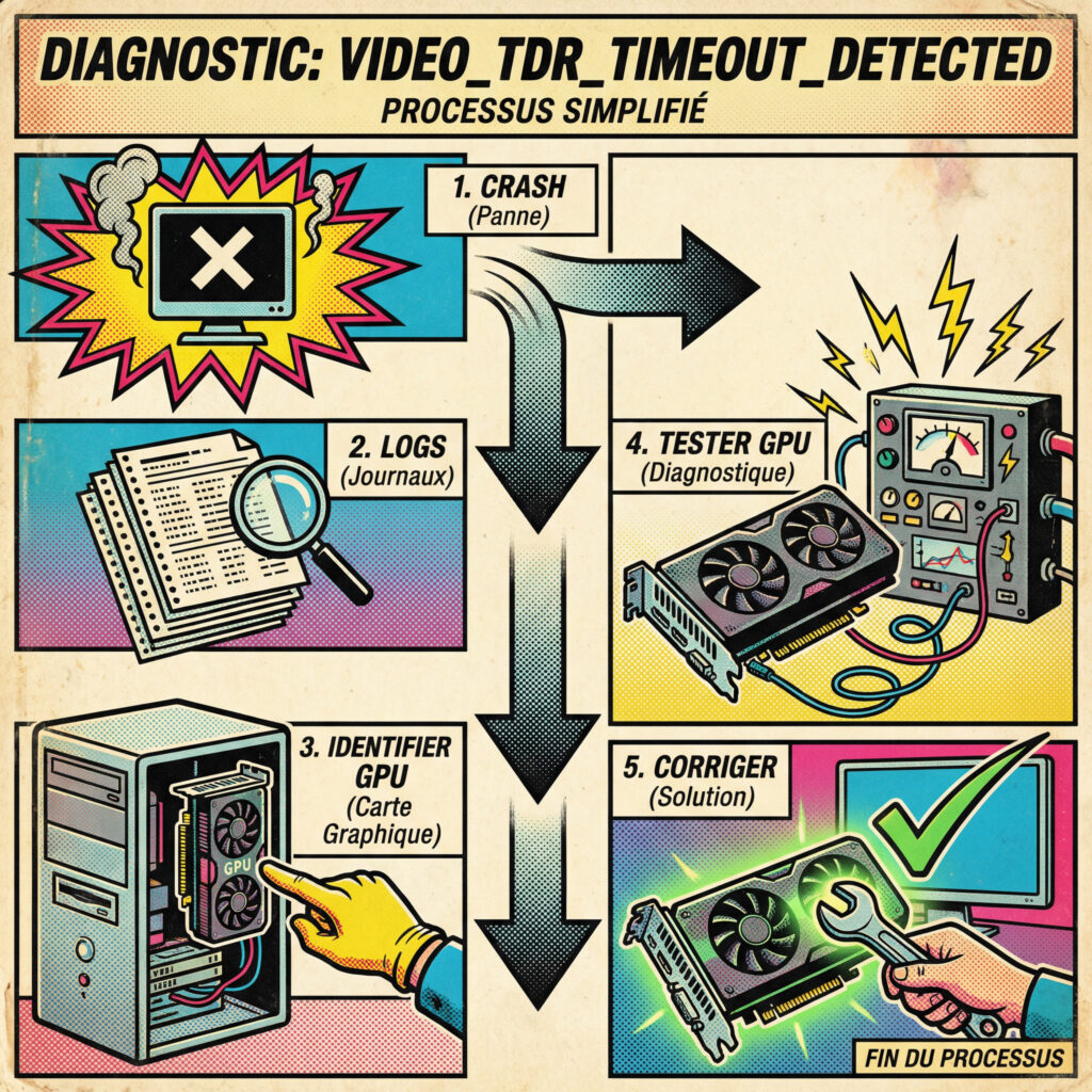 Processus de diagnostic de l’erreur VIDEO TDR TIMEOUT DETECTED sur Windows
