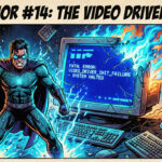 Erreur VIDEO_DRIVER_INIT_FAILURE (Windows 10 / 11) : 7 solutions pour réparer l’écran bleu rapidement Illustration style comics années 80 d’un héros informatique réparant une erreur BSOD VIDEO_DRIVER_INIT_FAILURE sur Windows avec écran bleu et explosion numérique.