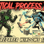 Illustration comics rétro montrant les principales solutions pour corriger Critical Process Died sur Windows 11