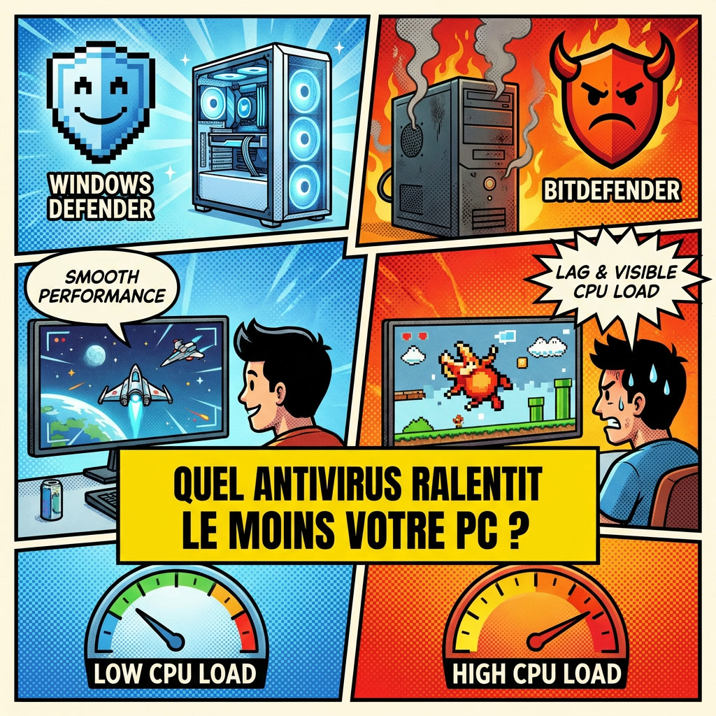 performance antivirus Windows Defender vs Bitdefender impact sur pc et gaming