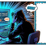 Illustration rétro comics d’un PC affichant une erreur d’installation de Windows 11 24H2.