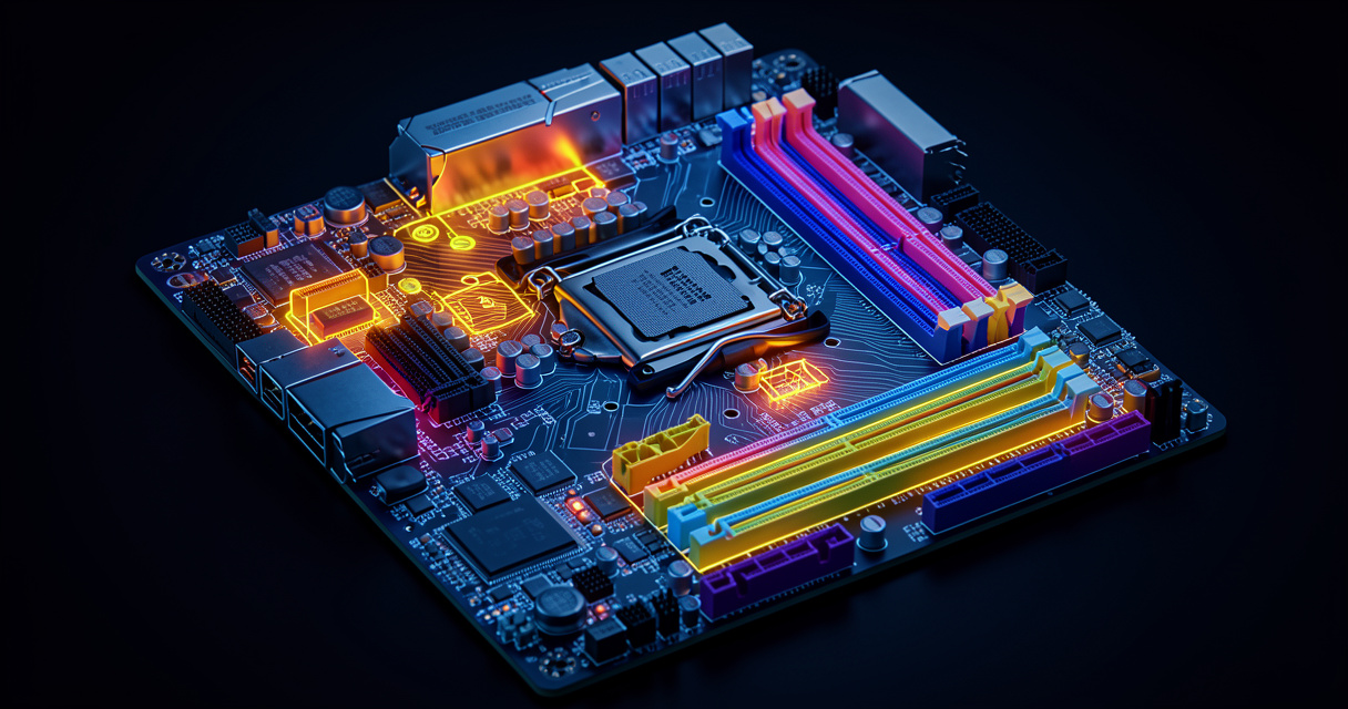 Carte mère avec capteurs thermiques en surbrillance infrarouge pour surveillance matérielle HWiNFO
