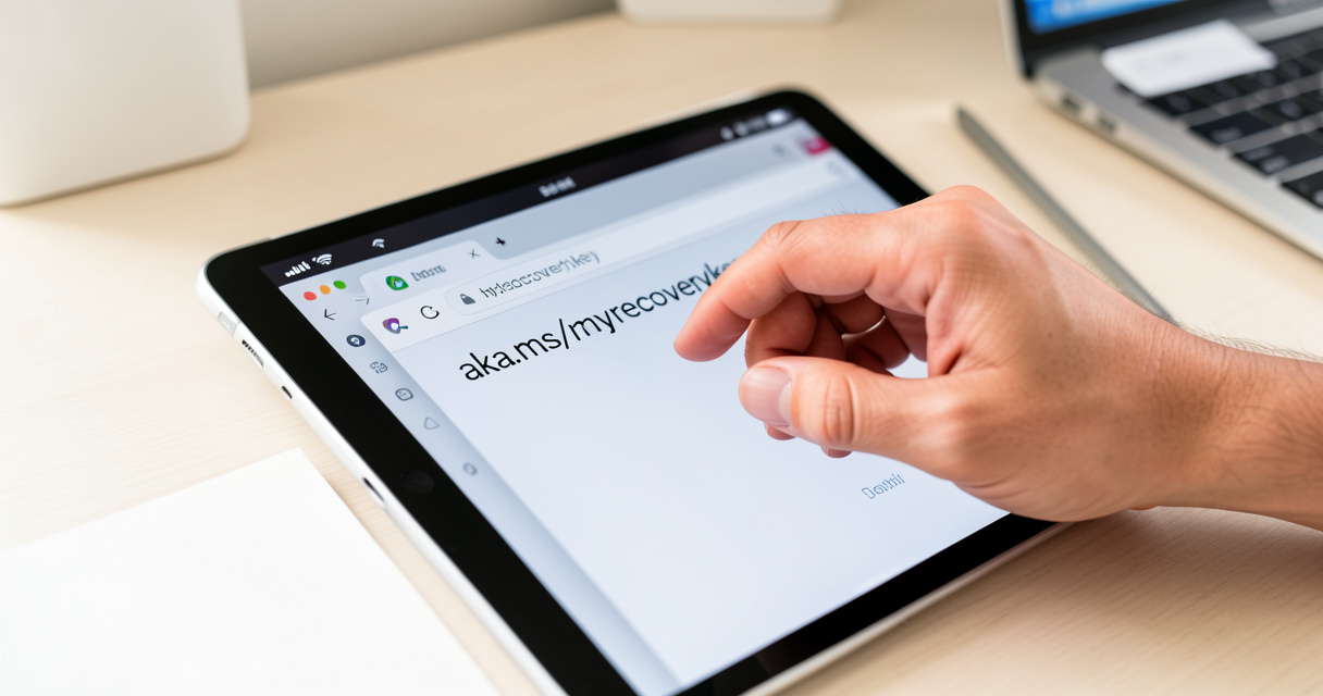 Navigation vers la page de récupération BitLocker Microsoft sur un navigateur mobile